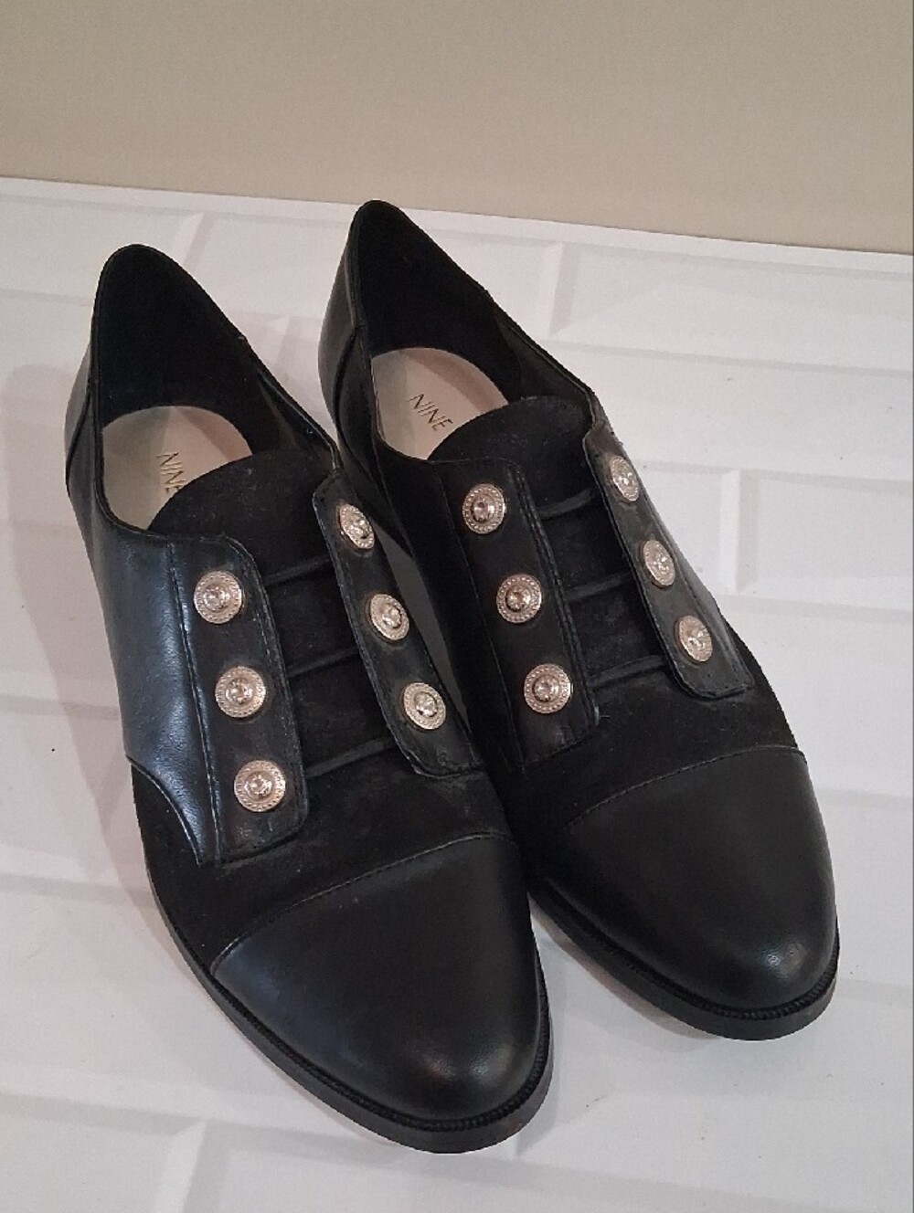 Nine West Hastao Military Style Leather Oxfords/ Loafers Size 9.5 - Picture 2 of 13